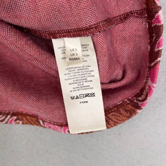 Anthropologie Shirt Womens Small Red Motif Demeter Paisley Tee Sparkle Metallic - Picture 13 of 16